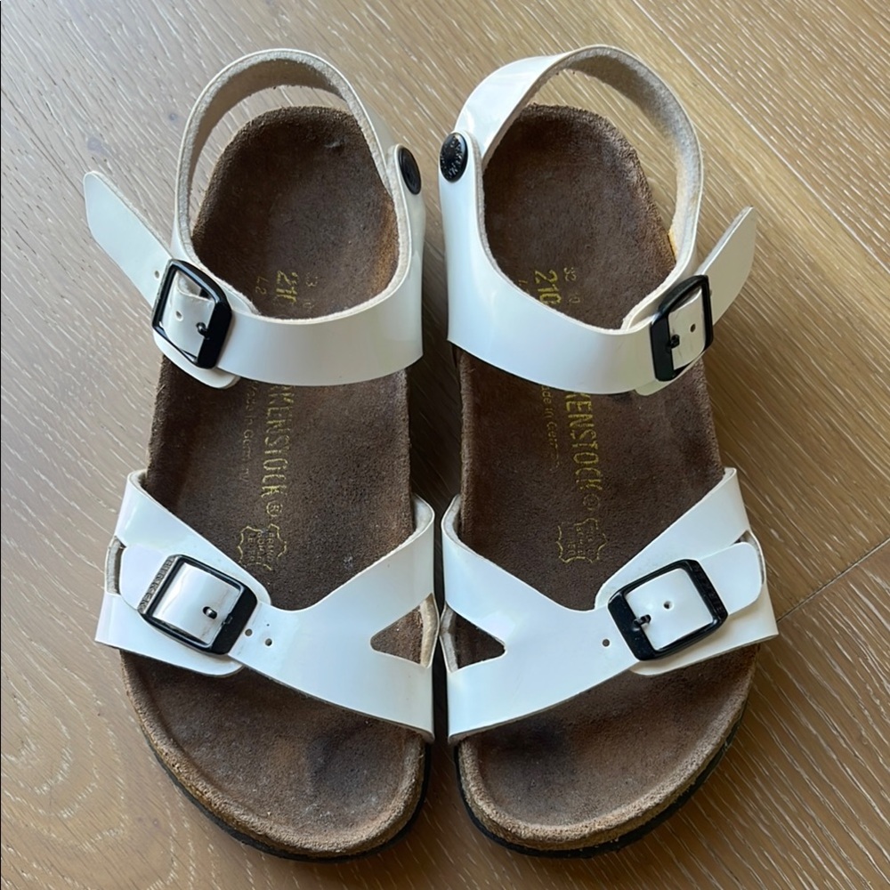 Birkenstock White Kids Sandals with Buckle Straps